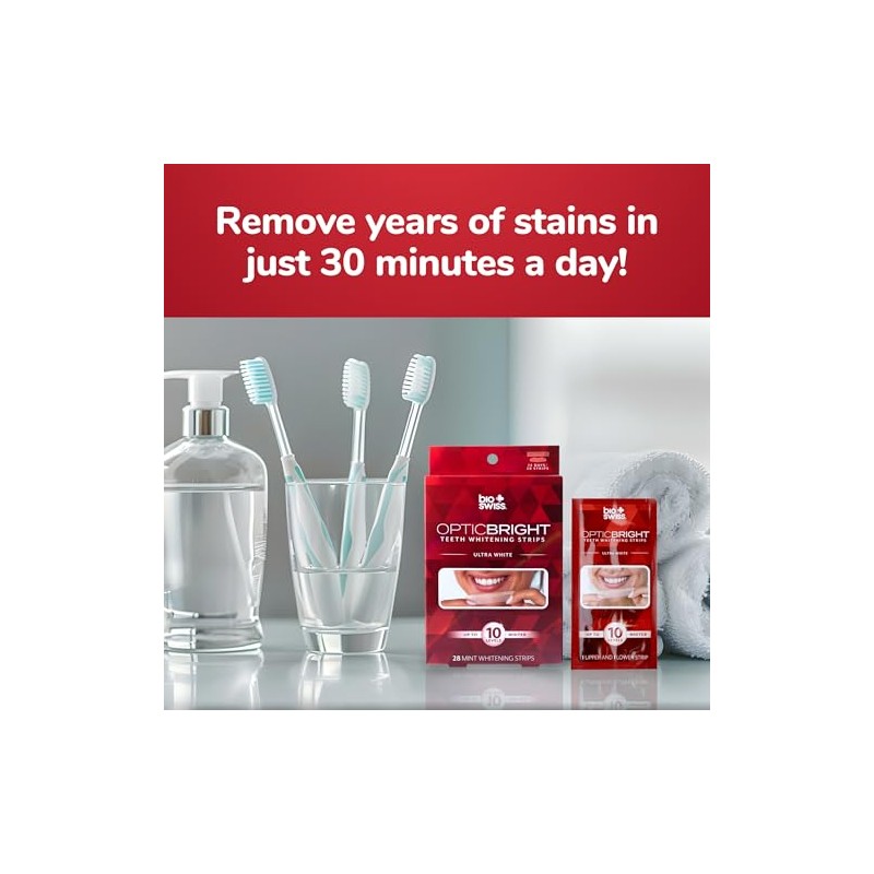 BioSwiss Tiras blanqueadoras de dientes, juego de tiras blanqueadoras de