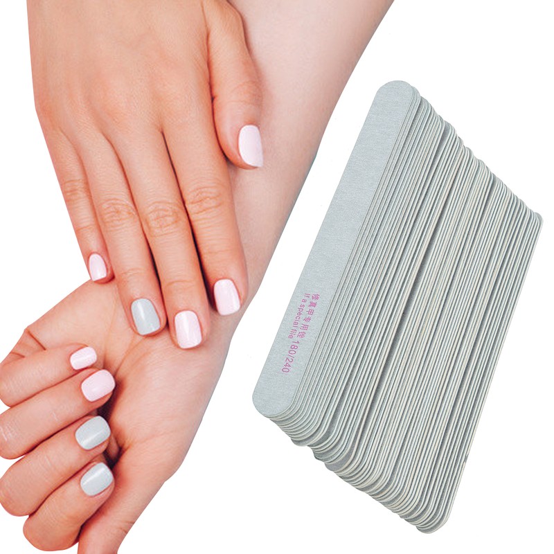 50pcs Nail Files Double Sided 180/240 Grit Nail Buffering Files