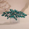 Rumtock Boho Green Crystal Silver Hair Comb for Brides Bridesmaid