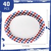 40pcs Gingham Oval Paper Plates 10" X 12" Large Patriotic