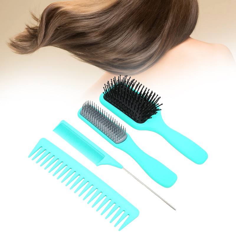 4Pcs Hair Brush Set Paddle Detangling Hair Brush Nine Rows