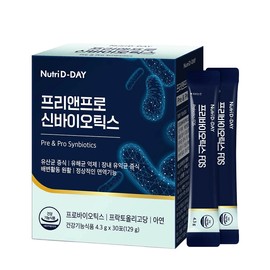 Nutri D Day Free&Pro Synbiotics 4.3g×30 packets 1, harmful bacteria inhibition 1 / 뉴트리디데이 프리앤프로 신바이오틱스 4.3g×30포 1개 유해균억제 1개
