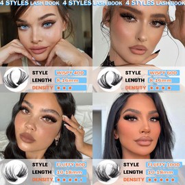 TOOCHUNAG Fluffy Lash Clusters 520pcs Individual Lashes Cluster Eyelash Extensions Wispy DIY Eye Lash Extension Thick Volume Curly Eyelash Clusters(8-18mm,4 Styles)