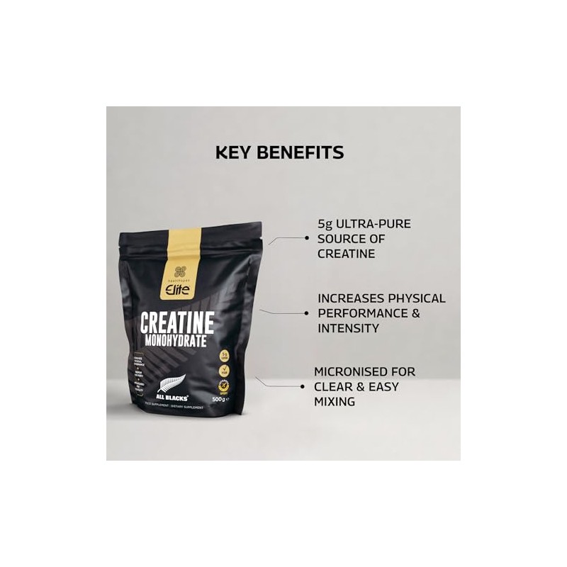 Healthspan Elite All Blacks Creatine Monohydrate (500g) | Increase Physical