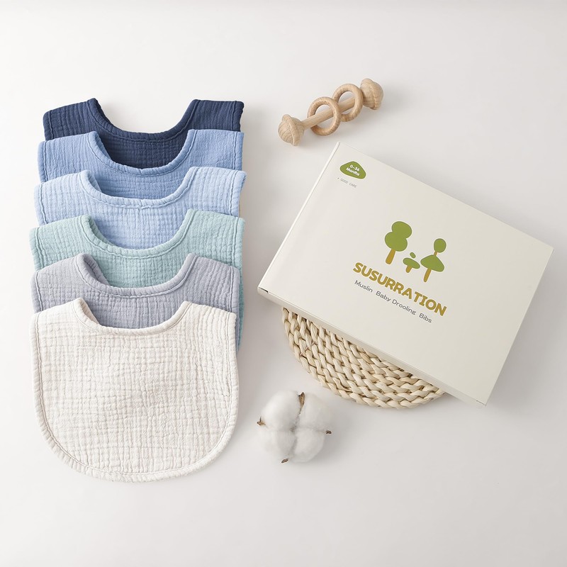 Susurration Baby Muslin Bibs Baby Soft Adjustable Square Drool Bibs