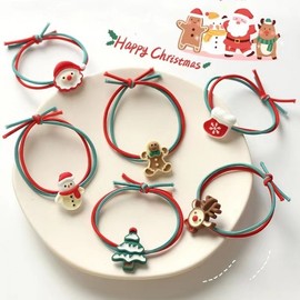 Festive Christmas Headbands & Hair Ties - Cute Elk & Santa Designs Free Size/No.2 100ea