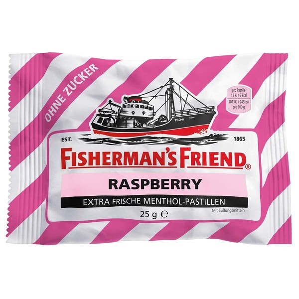 Fisherman's Friend Raspberry | Box of 24 Bags | Raspberry and Menthol Flavour | Sugar Free for Fresh Breath