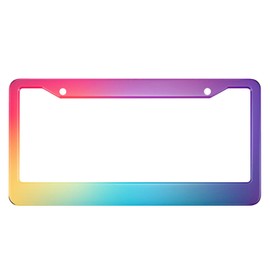 HOSNYE Polish Mirror Neo License Plate Frame Gradient Rainbow Color Metal License Plate Cover Front Plates Frames Car Tag Frame for Women Men US Vehicles Standard