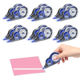 MXTIMWAN Set of 12 correction tapes, 12 m x 5 mm, correction roller, correction mouse, mini correction tape roller with protective cap and window for students, children as Christmas gifts, office,
