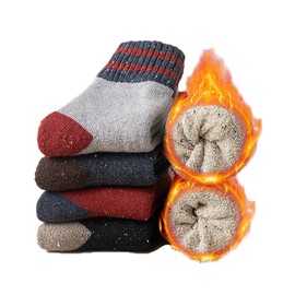 Aseline Women's Socks, Thick, Winter, Wool Material, 9.1 - 10.6 inches (23 - 27 cm), Extra Thick Insulation, Warm, Warm, Cold Weather Resistant - 4°F (-20°C), 5 Pairs Set, Cute, Fashionable, Casual Socks, Set 1
