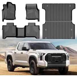 Floor Mats for 2022-2025 Toyota Tundra/Tundra Hybrid (Only CrewMax Cab) 5.5FT Truck Bed Mat - All Weather Protection Floor Liners & Bed Liner Set Accessories 2025 2024 2023 2022