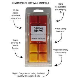 Devon Melts - Rhubarb 'n' Custard - Highly Scented 100% Soy Wax Snapbar