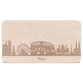 GRAVURZEILE Breakfast Board with Engraving – Skyline Vienna – Wooden Chopping Board Lunch Board – Gift for City Lovers – Also Ideal as a Souvenir