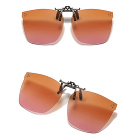 Dooppa Polarized Clip On Sunglasses, UV Protection Clip On Glasses for Women (Yellow Pink)