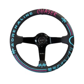 Performance Steering Wheel 350mm Deep Dish 6 Bolt For JDM Sport Racing Steering Wheel Leather Horn Button Included