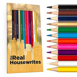 The Real Housewrites Colored Pencil Set for Fans of The Real Housewives | Set of 12 Real Housewives-Inspired Parody Pencils | Each Color Pencil is Foil-Stamped with Clever Show References
