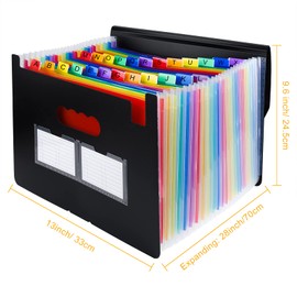 ELECLAND 24 Pockets Expanding File Folders Portable Accordion File Organizer Plastic Pocket Folders for Documents A4 Paper Desktop File Organizer (Expandable Cover)