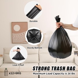 Veefos Heavy Duty 4 Gallon/15L Small Trash Bags - 100 Count, Thick Bathroom Small Garbage Bags, Unscented and Leak-Proof Black Garbage Can Liners for Kitchen, Office and Bedroom