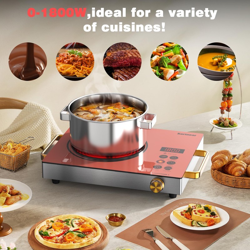 Karinear Portable Electric Stove 110V, 1800W Electric Hot Plate with