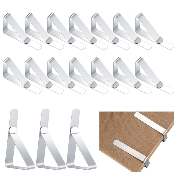 Aoyfuwell30 Pcs Tablecloth Clips, Table Cloth Clips for Outside Tables, Stainless Steel Table Cloth Cover Clamps, Adjustable Table Cloth Holders Clips for Picnics, Weddings, Dinners