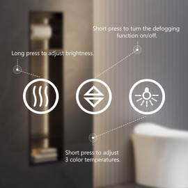 Sweetcrispy 24"x 32" Rectangle LED Bathroom Mirror with Adjustable Lights and Smart Memory Functionr - Enhanced Anti-Fog Feature, Pure White