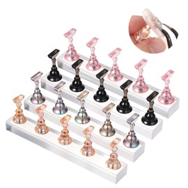 4 Set Acrylic Nail Stand Powerful Magnetic Nails Stands Nails Holder for Painting Nailz Press on Reusable Fake Nail Stand Practice NailArt Tools for Nailart Display Painting Training
