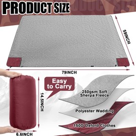 Mindsoft 59" x 79" Waterproof Stadium Blanket Woobie Camping Blanket Large Thickened Outdoor with Sherpa Lining Windproof for Stadium Camping Sports Events Hunting Picnic(Red,1 Pc)