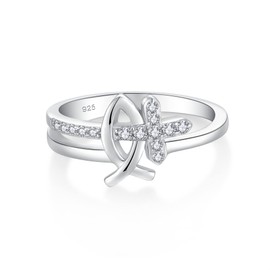 STARCHENIE Cross Ring 925 Sterling Silver Christian Fish Ichthus Ring Size 5