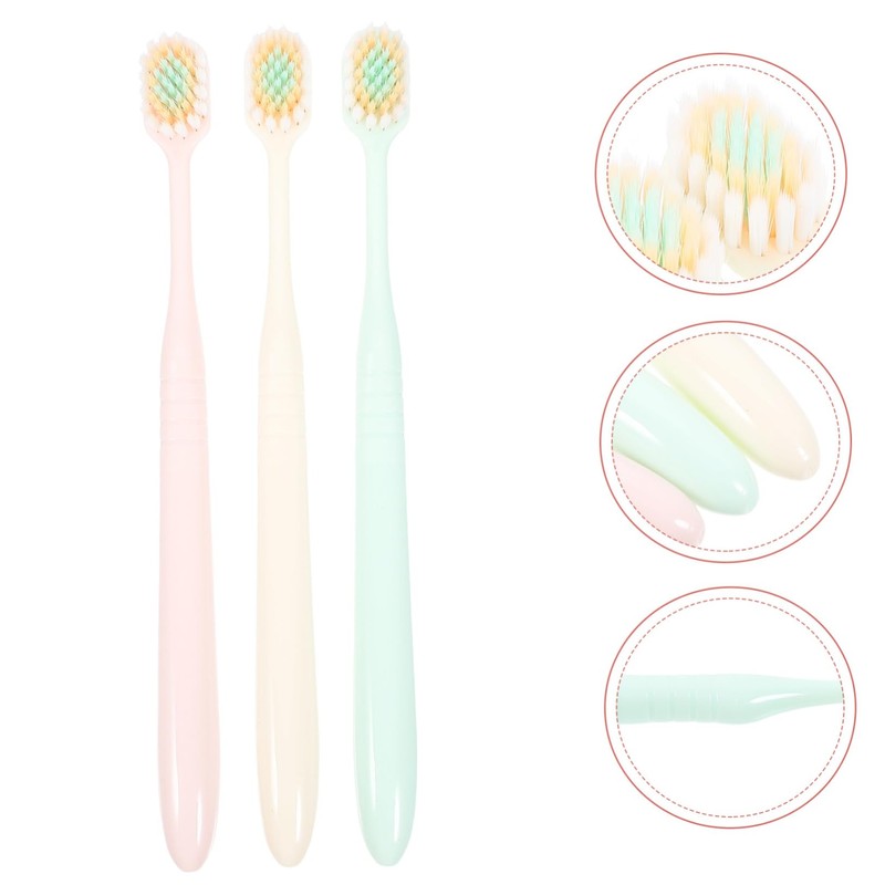 FOMIYES Soft Bristle Toothbrushes 3pcs Manual Brush for Gentle Cleaning