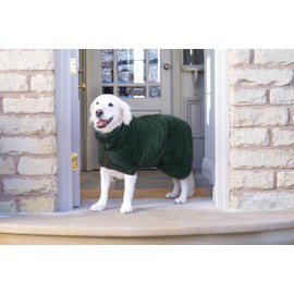 Lucky Paws® UK Dog Drying Coat - Luxurious Double Layer Dog Towel Robe - Dry Your Dogs in Minutes - Ultra Absorbent Drying Robe & Super Soft Dressing Gown (M, Hunter Green)
