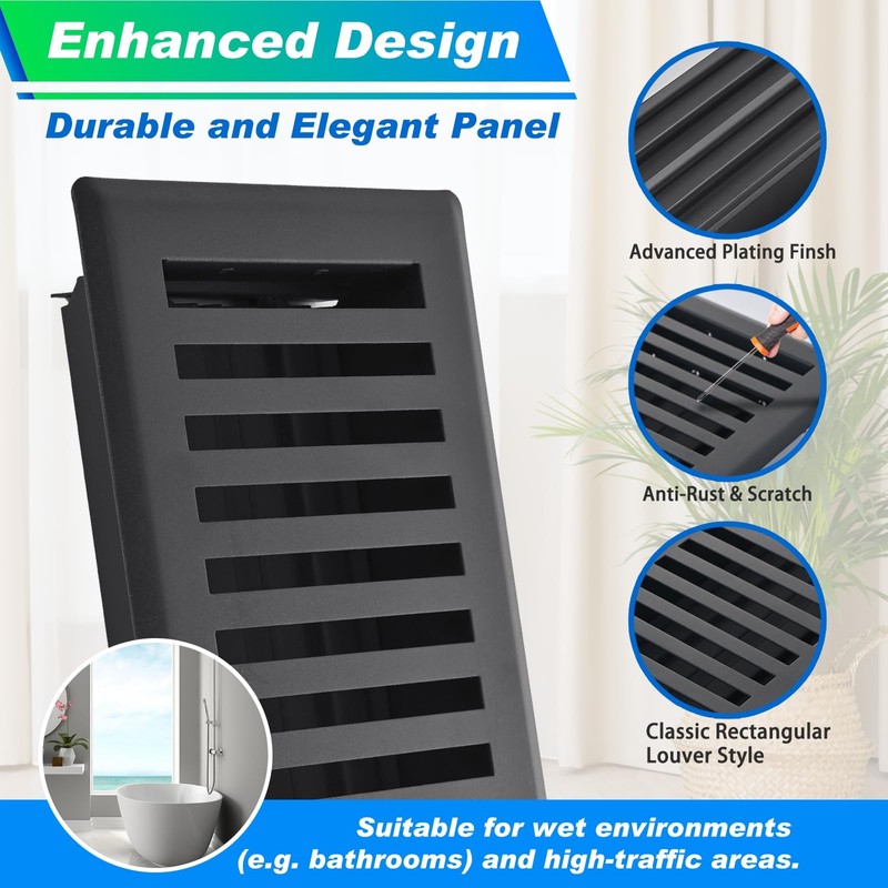 Flowild 5 Pack Floor Register 4X10 Inches, Heavy Duty Walkable