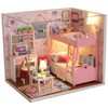 Ogrmar Wooden Dollhouse Miniatures DIY House Kit with Cover and