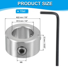 PATIKIL 1/2" Bore Shaft Collar, 304 Stainless Steel Shaft Locking Collars 7/8" OD Landing Gear Stopper Wheel Collar with M6 Double Set Screw for Drive Shafts Automotive Industrial
