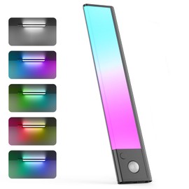 Rossetta Under Cabinet Lights, 65 LED Lights Battery Operated Motion Sensor Light Indoor, Wireless Rechargeable Dimmable Closet Lights Under Cabinet Lighting for Kitchen Stairs Hallway Silver