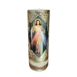 GCK Divine Mercy Cirio Paschal Candle Easter Lent Holy Cirio Pascual Divina Misericordia Tadeo 6"" x 2"" Vela