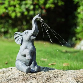 Outdoor Sculpture Figurine Statue Elephant Garden Decorations Solar Garden Statues for Patio Home Yard Decor Elephant Gift for Friends Family Housewarming gift (Elephant)