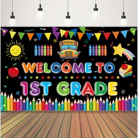 Welcome to 1st Grade Banner, Large Size First Day of School Decorations Backdrop, Welcome Back to School, First Day of Kindergarten, 1st Grade Classroom Decorations Supplies