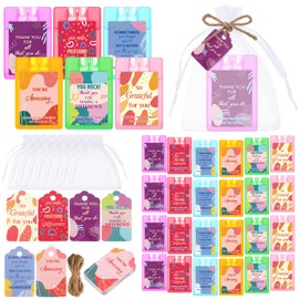 Frienda 24 Sets Hand Sanitizer Spray Bulk Thank You Hand Sanitizer Travel Size with Motivational Cards Organza Bags Pocket Spray Bottle Appreciation Gifts Set for Women Mothers Day Nurse Week