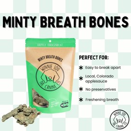 Winnie Lou Minty Breath Bones - Organic Healthy Dog Treats Made in The USA with Spearmint, Parsley, Spirulina for Fresh Breath - Human Grade Dog Biscuits Sourced from Local Colorado Farms, 1 Pack