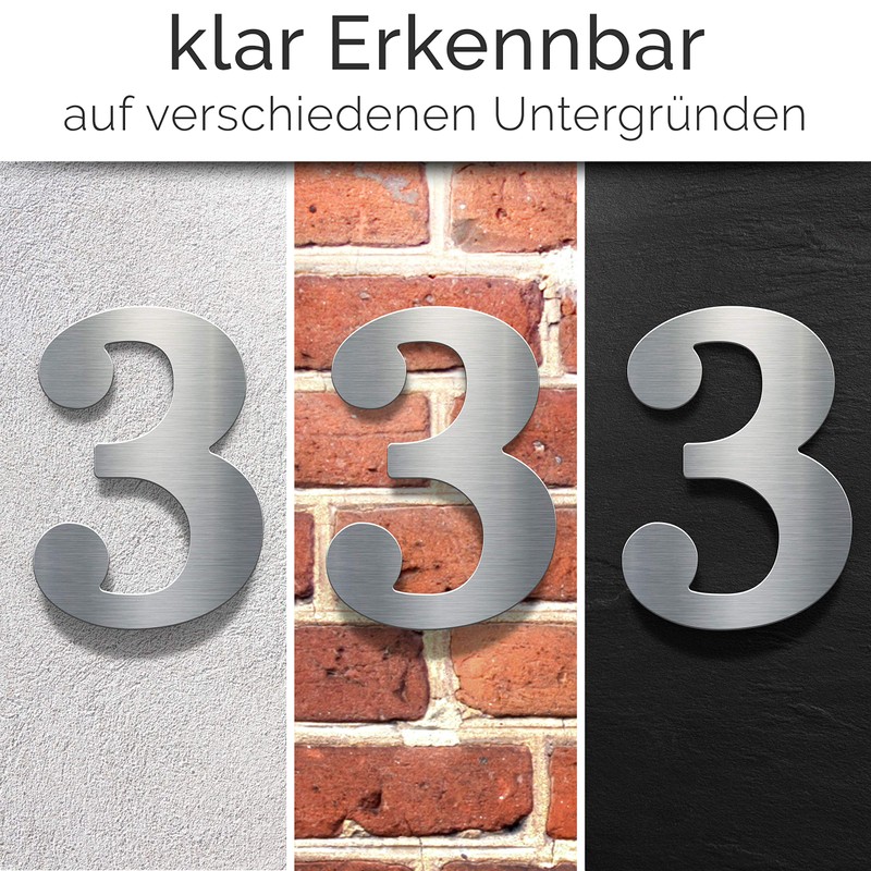 N-02-3-E Stainless Steel House Number 3 - Solid, Weatherproof and