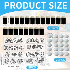 Daily Treasures 40-Pieces Finger Sponge Daubers, Finger Sponge Dauber, Finger Sponge Applicator Set, 40 Pieces Sponges, 8 Stencils for Adults – Creative Finger Fun, Easy to Use