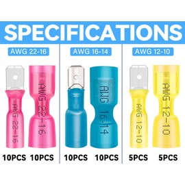 50PCS Heat Shrink Spade Connectors - Electrical Wire Crimp Connect.or - Quick Disconnect Connec.tors -Female and Male Spade terminlas for Watercraft,Electronics,Automotive Crimp Connectors