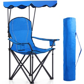 LET'S CAMP Camp Chair with Shade Canopy Folding Camping Recliner Chair with Carry Bag for Outdoor Camping Hiking Beach, Heavy Duty 350 LBS