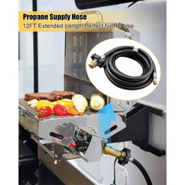 12FT RV Propane Supply Hose with 1/4" Inverted Male Flare Compatible with 20lb and 30lb LP Tanks Replaces 59035