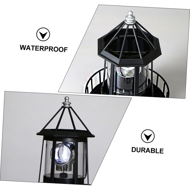 DOITOOL Led Solar Revolving Lighthouse Light Outdoor Rotating Landscape Lamp