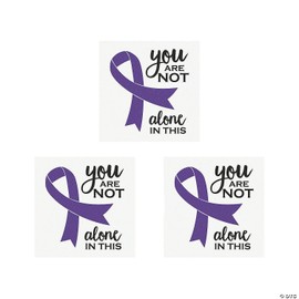 Fun Express Awareness Ribbon Temporary Tattoos - 1.5' | Glitter Design | Paper - Purple | Pack of 72