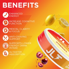 JLT 75 mg Caffeine Nootropic Pouches | Nootropic Energy Pouches with Caffeine, Lion's Mane, Alpha GPC, L-Tyrosine & L-Theanine | No Sugar or Artificial Sweeteners | 15 Pouches Per Can - 5 Pack