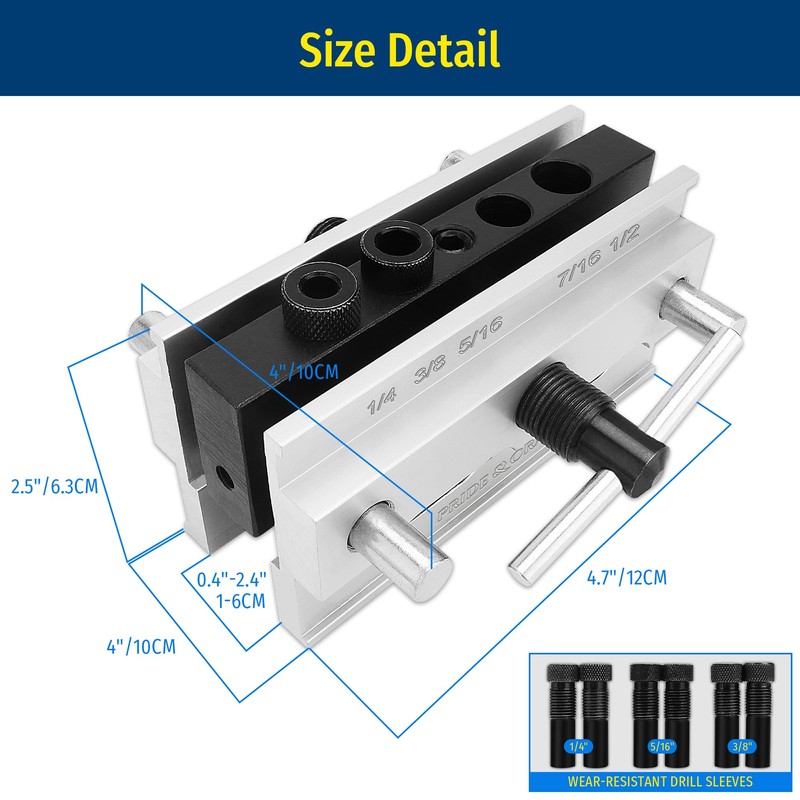 PRIDE&CRAFT Self Centering Dowel Jig Kit with 6 Drill Guide