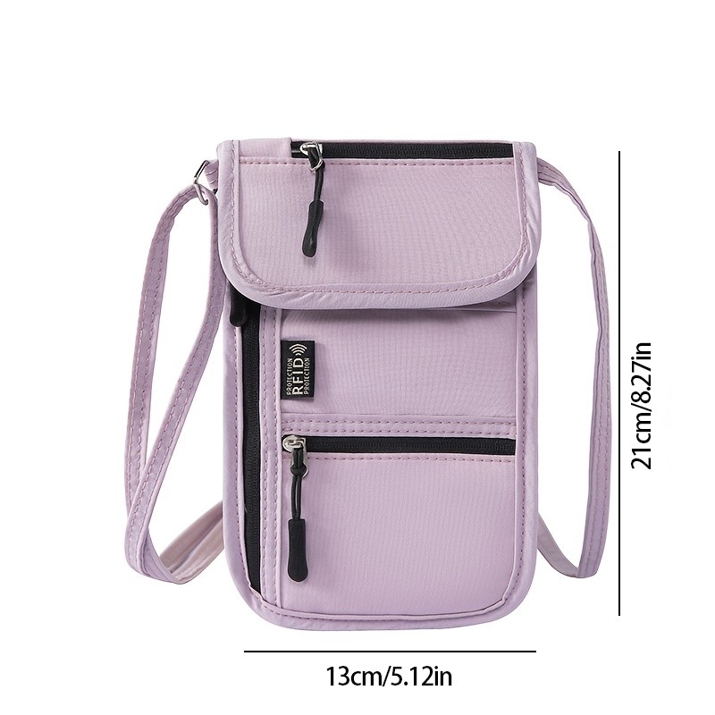 RFID-Blocking Neck Wallet for Travel – Lightweight Nylon Passport Pouch