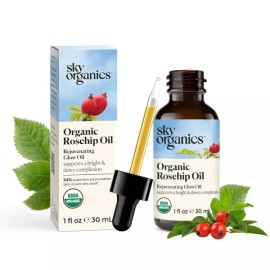 Sky Organics 스카이 스 여행 사이즈 리바이탈라이징 글로우 페이스 오일 얼굴용 로즈힙 - 모공을 막지 않고 영양을 Sky's Travel Size Revitalizing Glow Face Oil with Rosehip - Nourishment without Clogging Pores [Marula Oil]